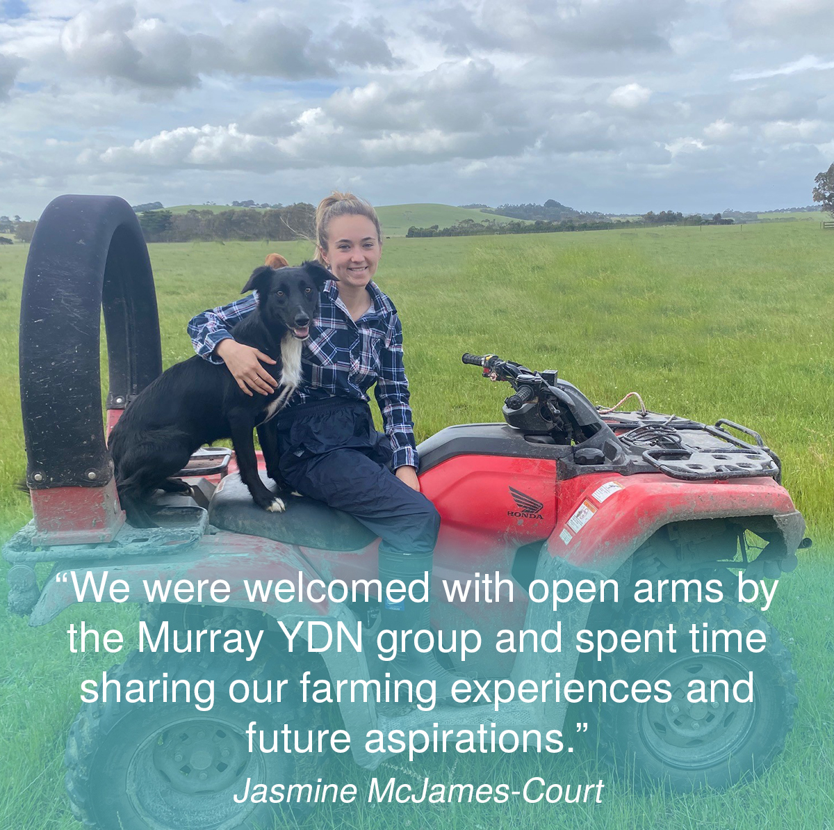 gardinerdairy's tweet photo. Jasmine McJames-Court from Pound Creek, Gippsland, was one of the attendees of this year's Muray Muster, held annually by @MurrayDairy

#dairyleaders #leadersinag #leadership #leadershipdevelopment #murraymuster #gardinerfoundation #youngdairynetwork https://t.co/X4BFx9GOjk