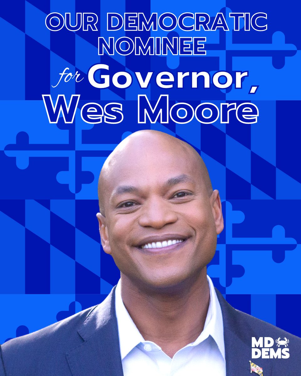 mddems's tweet photo. 🥳 We are so thrilled to present to you, the next Governor of the great state of Maryland: @iamwesmoore! 👥 #MooreForMaryland #AllBlueIn22 https://t.co/kRetfYs7uF