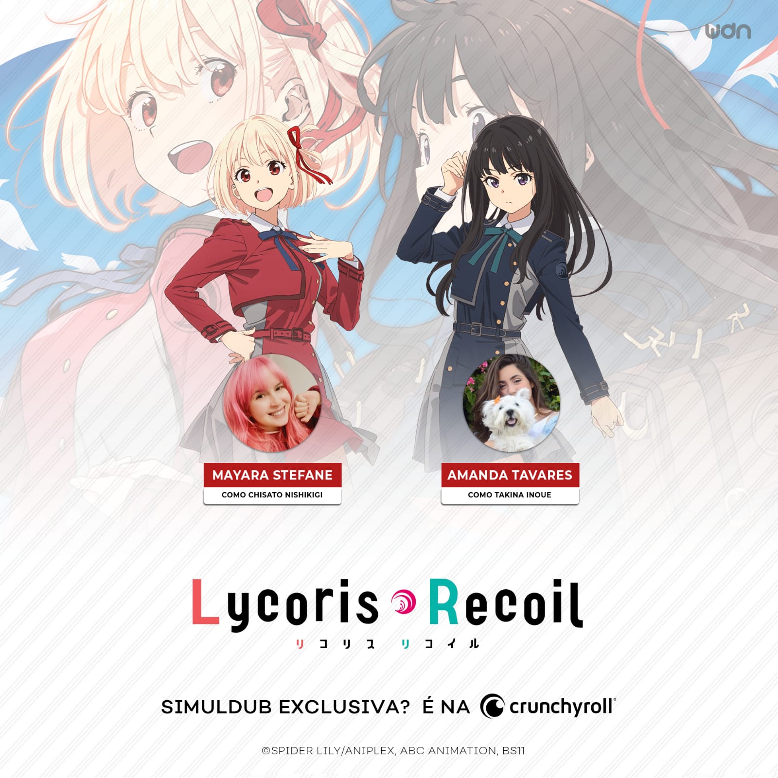 Lycoris Recoil Dublado Dubladores! Chegou Na Crunchyroll 