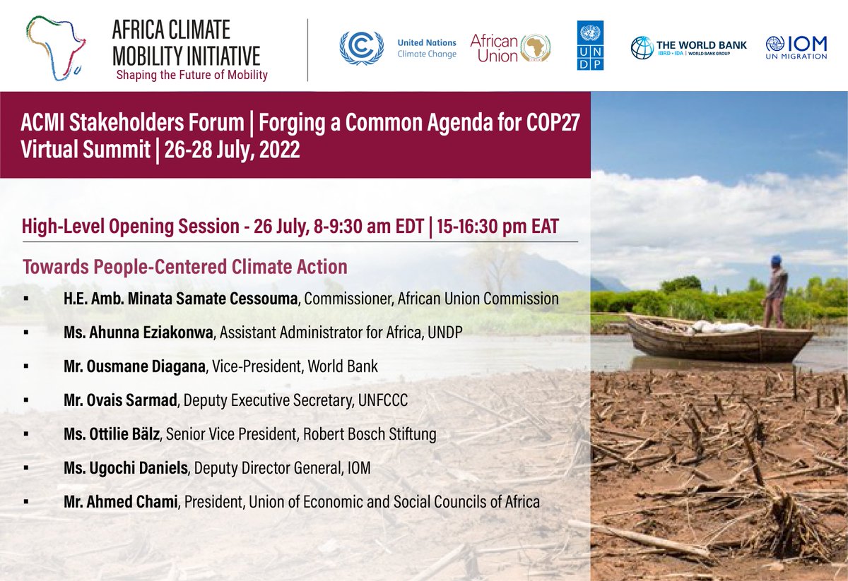 Africa Climate Mobility Initiative (@acmi_africa) on Twitter photo Join ACMI Stakeholders Forum's high-level opening where leaders from <a href="/_AfricanUnion/">African Union</a> <a href="/UNDP/">UN Development</a> <a href="/WorldBank/">World Bank</a> <a href="/UNFCCC/">UN Climate Change</a> @BoschStiftung <a href="/UNmigration/">IOM - UN Migration 🇺🇳</a> <a href="/UCESAOfficiel/">UCESA</a> will discuss how we can move towards people-centered #ClimateAction & advance #ClimateMobility solutions bit.ly/ACMI_Stakehold… Join ACMI Stakeholders Forum's high-level opening where leaders from <a href="/_AfricanUnion/">African Union</a> <a href="/UNDP/">UN Development</a> <a href="/WorldBank/">World Bank</a> <a href="/UNFCCC/">UN Climate Change</a> @BoschStiftung <a href="/UNmigration/">IOM - UN Migration 🇺🇳</a> <a href="/UCESAOfficiel/">UCESA</a> will discuss how we can move towards people-centered #ClimateAction & advance #ClimateMobility solutions bit.ly/ACMI_Stakehold…