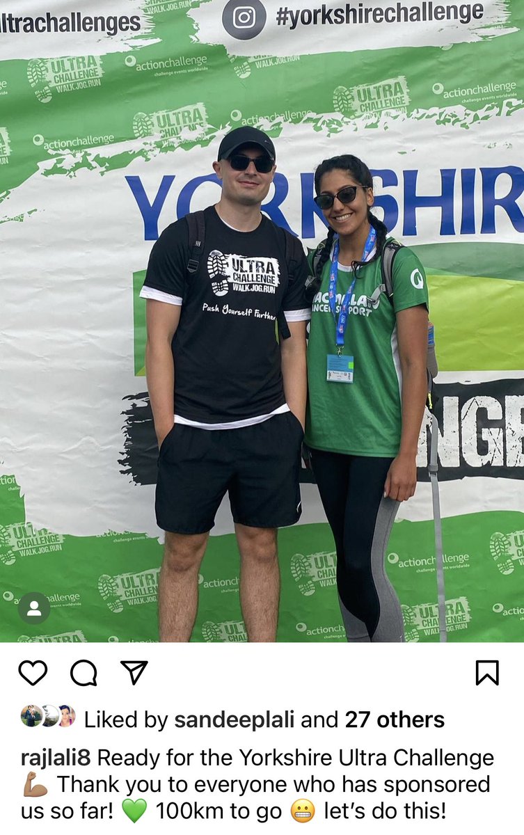 So proud of @RajLali8 👏🏻 she’s taking part in a 100km walk today to raise money for Macmillan 👣 she’s currently half way through! 12 hours down, approx 12 hours to go through the night! 🤯 Please donate to such an amazing charity close to many hearts 💚 justgiving.com/fundraising/Ra…