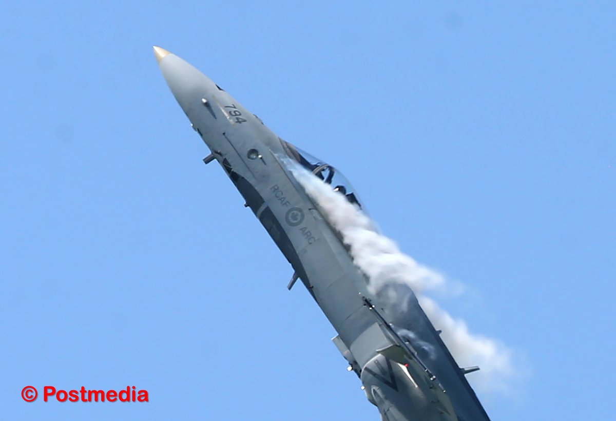 JimWellsphoto's tweet photo. A CF-18 performs at the #WingsOverSpringbank airshow #yyc #cochrane #springbank @RCAF_ARC  @BrooklinePR https://t.co/NB1Gw4YaEm