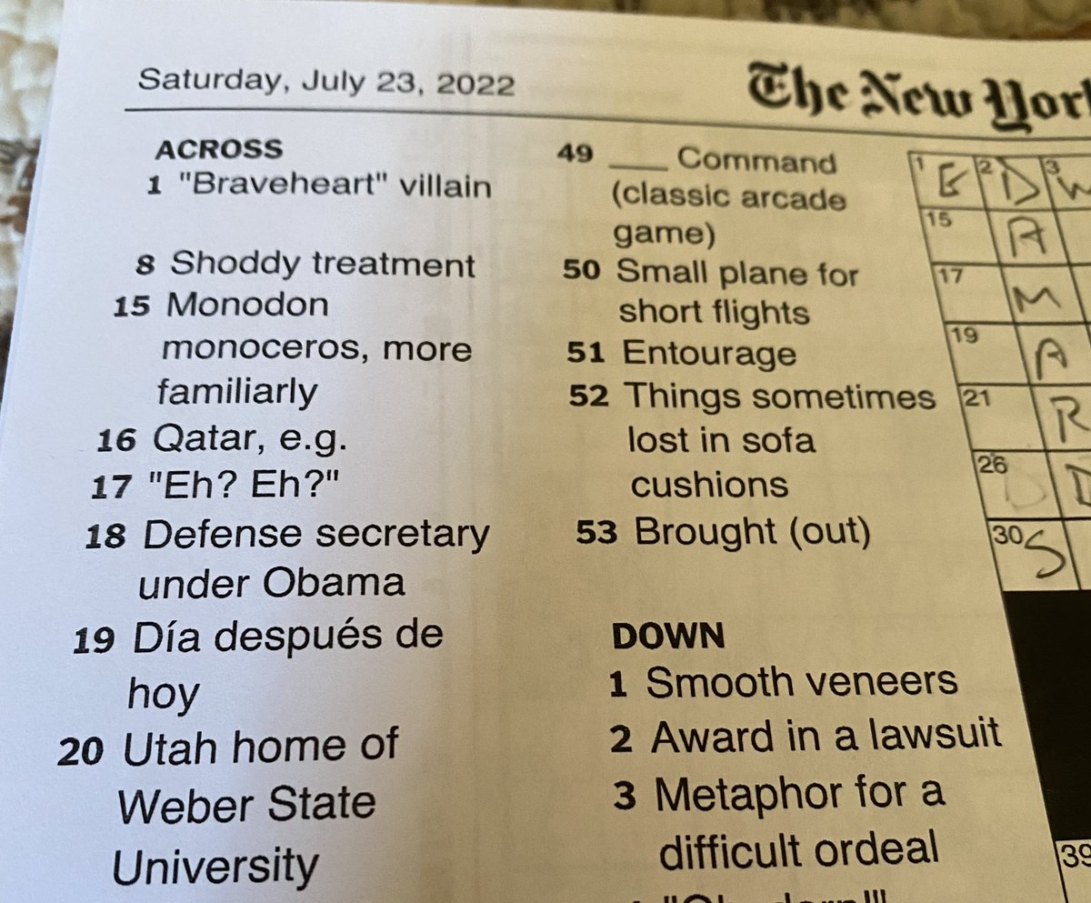 Everybody act cool, we’re in the @NYTimes weekend crossword.