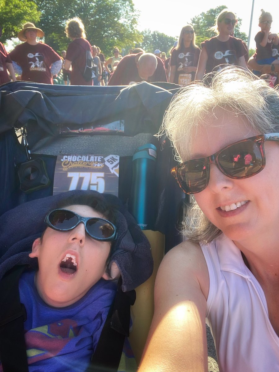 bwbelle13421's tweet photo. Another #5K in the books! While it was extremely hot, we had fun together. Nothing beats making him happy. #motherrunner #specialneedsfamily #rhysstrong #momstrong https://t.co/px6YazYtev