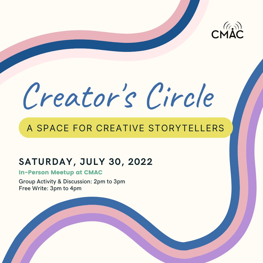 CMACTV's tweet photo. #CreatorsCircle is around the corner! This month we are chatting about how we can strengthen our storytelling skills with media literacy concepts.
This event is free and open to all #Creators! https://t.co/xzQqZG7MLC
#CommunityMedia #ShareYourStories #CommunityOfCreators https://t.co/XD393RZifE