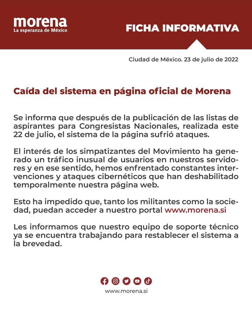 PartidoMorenaMx's tweet photo. Información importante para toda nuestra militancia y simpatizantes: https://t.co/CJXskUu8IG