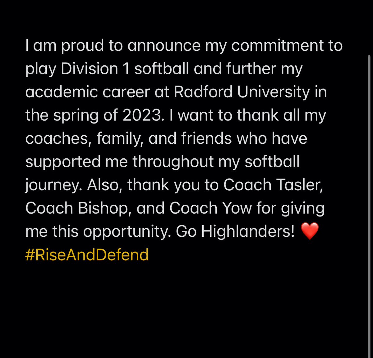 I am proud to announce my commitment to play 
Division 1 softball &amp; further my academic career at Radford University! <a href="/RadfordSoftball/">Radford Softball</a> <a href="/marissa_yow/">Marissa Yow</a> <a href="/atasler22/">北京外-围/上海外围/广州外围/深圳外围/苏州外围/杭州外围/南京外围/香港外围/成都外围/武汉外围</a> <a href="/Gators04Flynn/">Bradley L. Flynn</a> @UC_Boosters <a href="/JeffPalicki/">Jeff Palicki Photography</a>