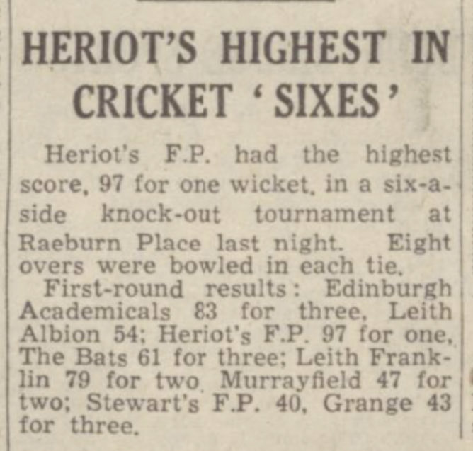 ScottyCricket's tweet photo. #Season1956 @HeriotsCricket @MDAFS @GrangeCC @EdinburghAccies @LeithFABCC @StewMelCC @ESCACricket @heriotsarchive #TheBats https://t.co/A4MAQP9yfk