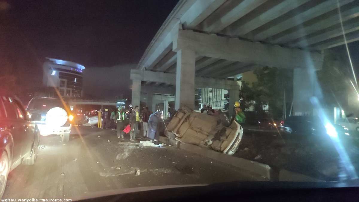 a3Route's tweet photo. 00:22 two private cars rolled over along  Waiyaki way few metres from Expressway entrance at Westlands
@ntsa_kenya @KeNHAKenya  https://t.co/YURwD7b2Ga via @gitau_wanyoike