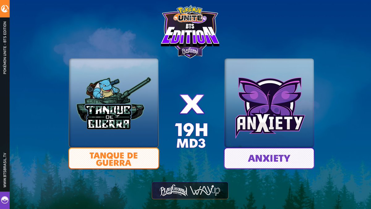 BTSBRpokemon's tweet photo. Pokémon UNITE - BTS Edition by Playground! 🏆
Confronto entre MONSTROS aqui do campeonato!
Tanque de Guerra ⚔ @anxietyoficial
🗣 Continuando com @porpatrick, @annagc_, @PaulowebTV e @Finzteren!
Ao vivo:
🟣 https://t.co/VrCvphE1sX
#PokemonUNITE #PokemonnaBTS https://t.co/OnK2EZVxzE