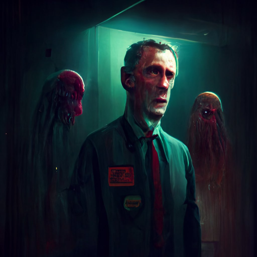 AiCursed's tweet photo. Octopod motel manager 

Don’t look in the shadows

#horror #cryptid #Lovecraft #artwork https://t.co/cAl14K16Q7