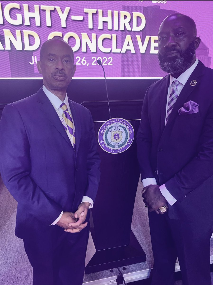 opp12thD's tweet photo. The next Grand Basileus of the Omega Psi Phi Fraternity, Bro. Ricky Lewis, and the 34th 12th District Representative, Bro. Kwame Dow, after Brother Lewis was elected to be the 42nd Grand Basileus in Omega’s history.#massiveandprogressive12thdistrict #12thdques #thisiswhatwedo https://t.co/0pMzcABySc