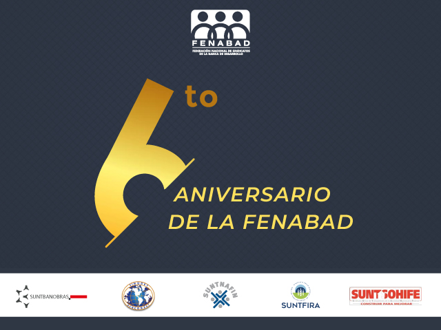 ¡6to ANIVERSARIO DE <a href="/fenabadmx/">FENABAD</a>!

Gracias al compromiso, fuerza y dedicación de los Presidentes Colegiados de la Banca de Desarrollo, la @fenabad, llega a su #6toAniversario
¡FELICIDADES!

<a href="/Sinudet/">SINUDET</a> <a href="/SUNTNAFIN/">SUNTNAFIN</a> <a href="/suntsohife/">SUNTSOHIFE</a> <a href="/SUNTBANOBRAS/">SINDICATO  BANOBRAS</a>  <a href="/suntfira/">SUNTFIRA</a>