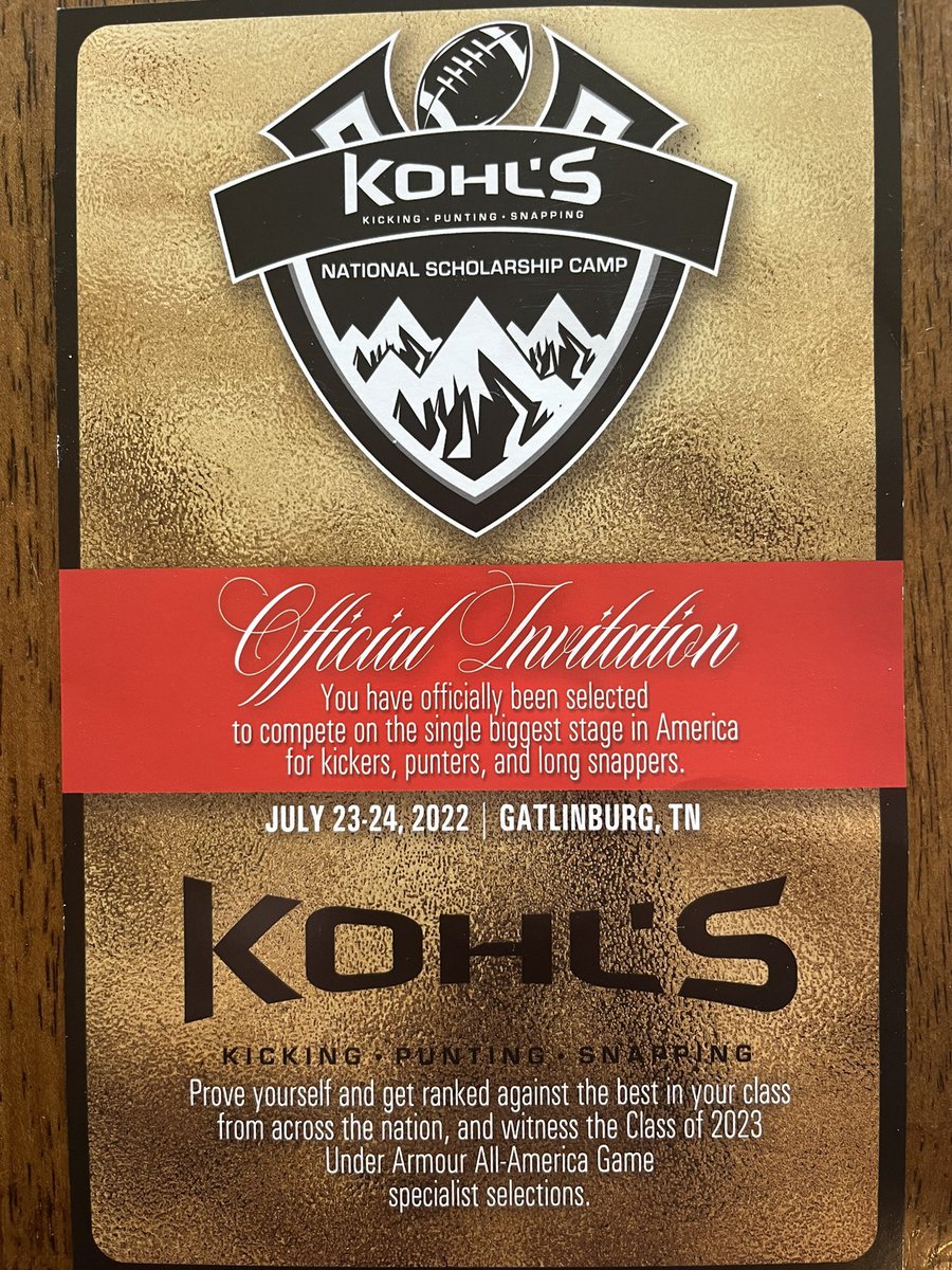 First session at Kohls national scholarship camp went *9/12* on fg charting making both 56 yarders and kickoffs all 65+ above 3.5 hangtime (best ball 67yds 3.8)…2 more charting sessions to go