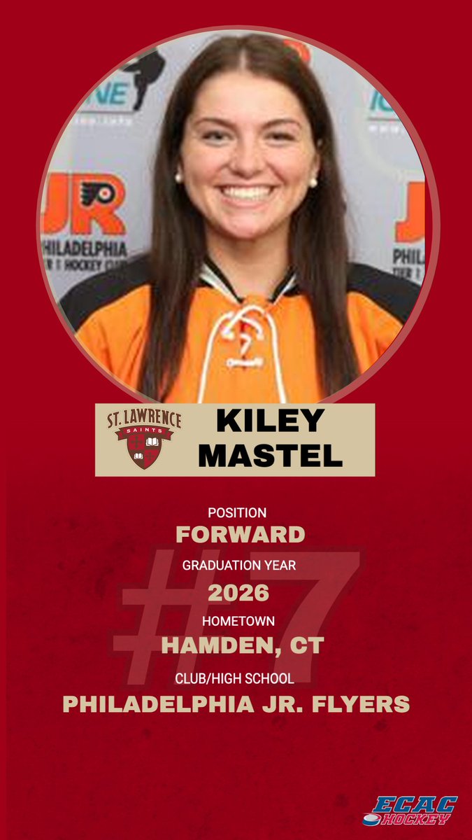 Next up, we are very excited to welcome Kiley Mastel!

Kiley hails from Hamden, CT, and is focused on majoring in Psychology at SLU... can’t wait to see her at Appleton Arena soon!