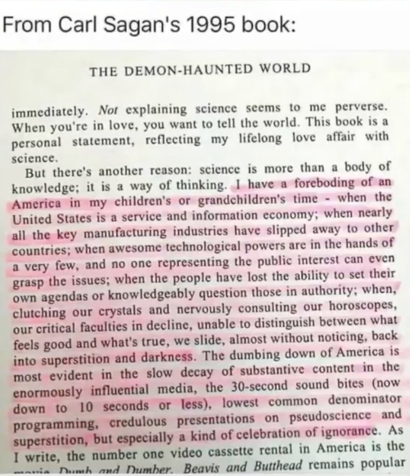 brendanmcfadden's tweet photo. Carl Sagan describes the next twenty-five years with frightening clarity and accuracy (h/t @esaagar ). https://t.co/JqeKaDQ629