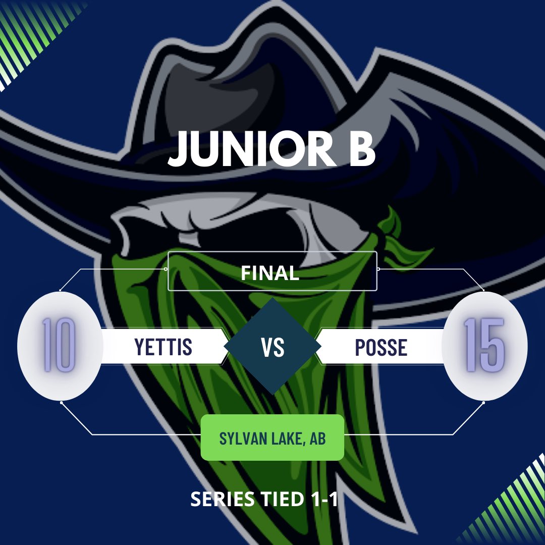 PosseJrB's tweet photo. What a game! It will all be decided tomorrow at 11am. #GoPosse @RMLaxL @AlbertaLacrosse @SylvanLakeYetti https://t.co/68L2Vybylr