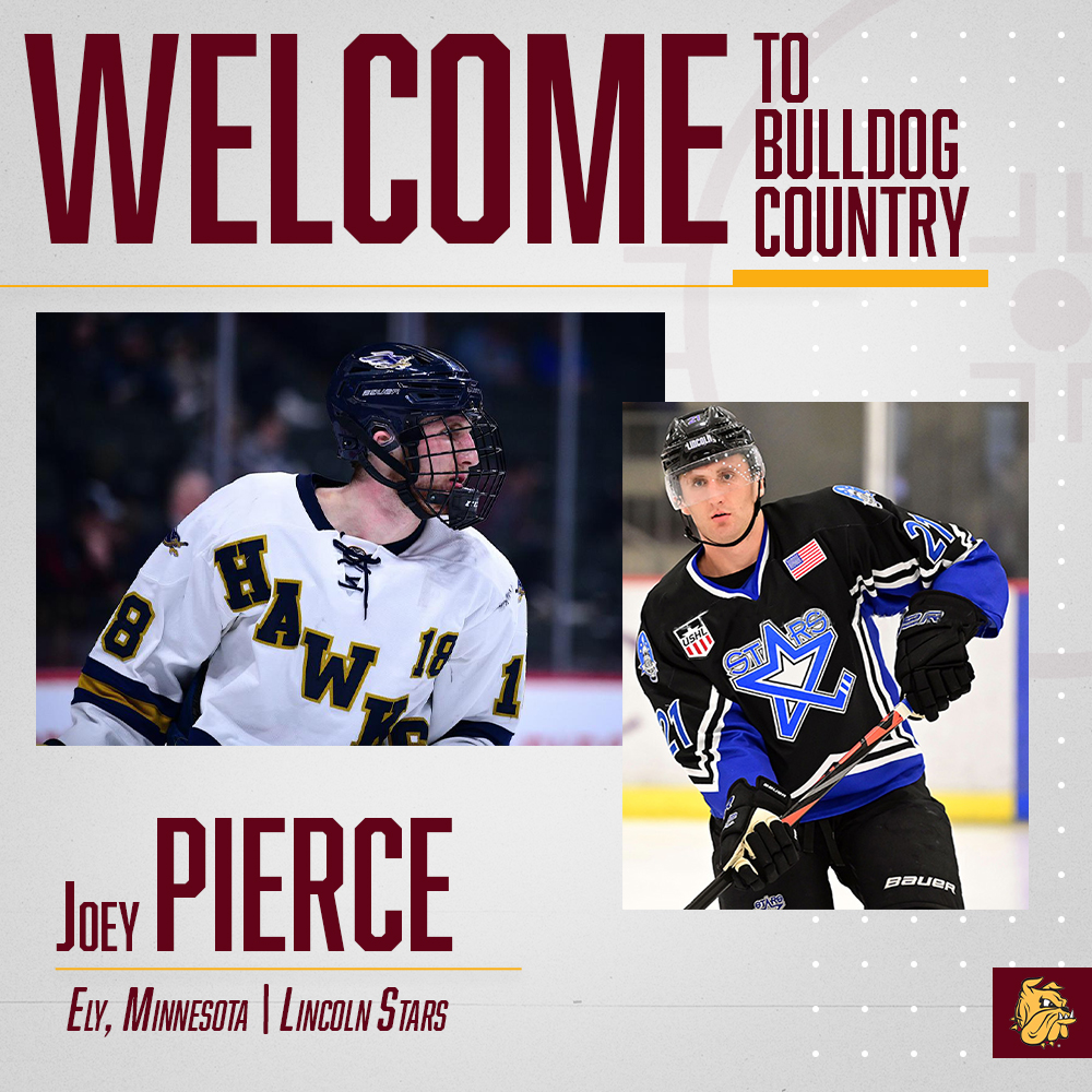 UMDMensHockey's tweet photo. This week we are introducing Joey Pierce!

Pierce comes to UMD after notching 15 points (2G-13A) in 61 games last season with the Lincoln Stars of the USHL. Prior to juniors, Pierce appeared in 65 career games for the Hermantown Hawks from 2018-2021. 

#BulldogCountry https://t.co/3uC7TP5bcX