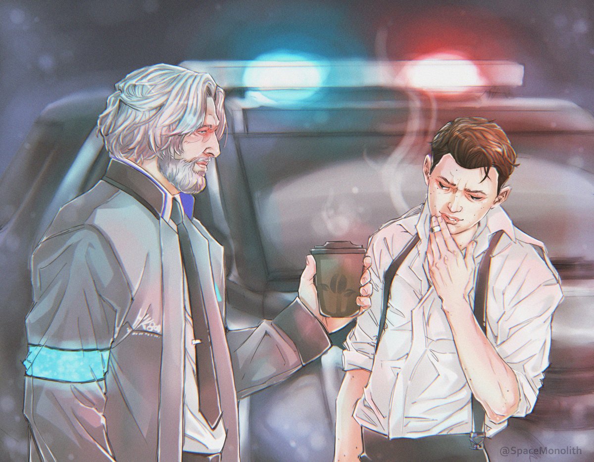 SpaceMonolith's tweet photo. My piece for the #HankExchange2022 event for Danya (danyaselmar on tumblr) They asked for a reverse AU, I hope they'll like it!
#DBH #DetroitBecomeHuman #HK800 #ConnorDetroit #DBHreverseAU https://t.co/6IrszO2soE
