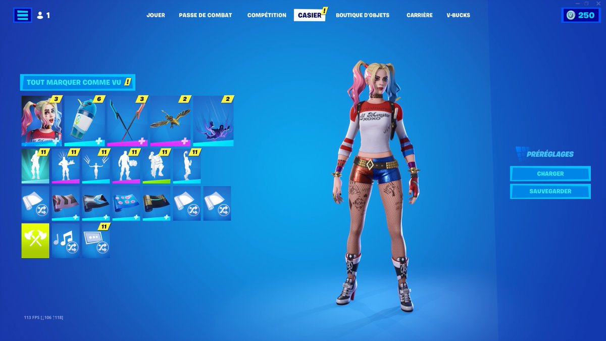 Mahoru87's tweet photo. Nouveau skin Harley Quinn pour gagner plein de games sur @FortniteFR.
Je me suis sentie obligée de le prendre😂 lol

#skin #newskinn #nouvelavatar #personnage #avatar #harleyquinn #dccomics #pinkhair #roseetbleu #lilmonster #poussin #fortnite #gaming #mahoru #smg @DCComics https://t.co/Q5NVTpfjgU