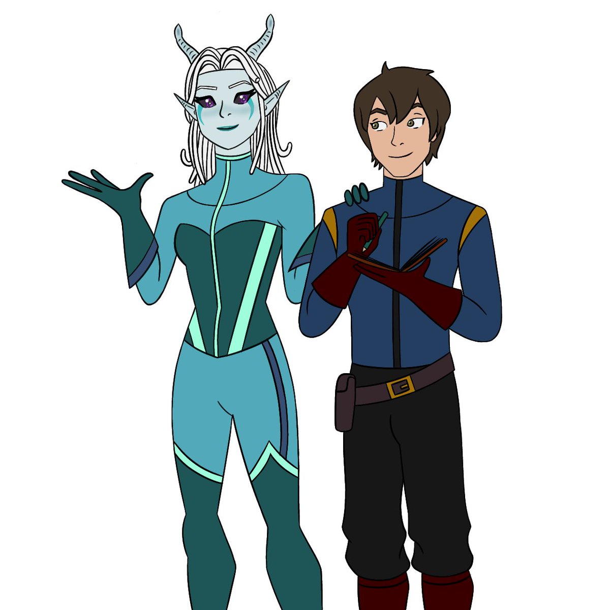 CosmiqueAliene's tweet photo. I have decided to revive my TDP sci-fi AU! Here's Callum and Rayla. #tdp #thedragonprince #rayllum #fanart #princecallum #rayla https://t.co/1XrXu3mfp2