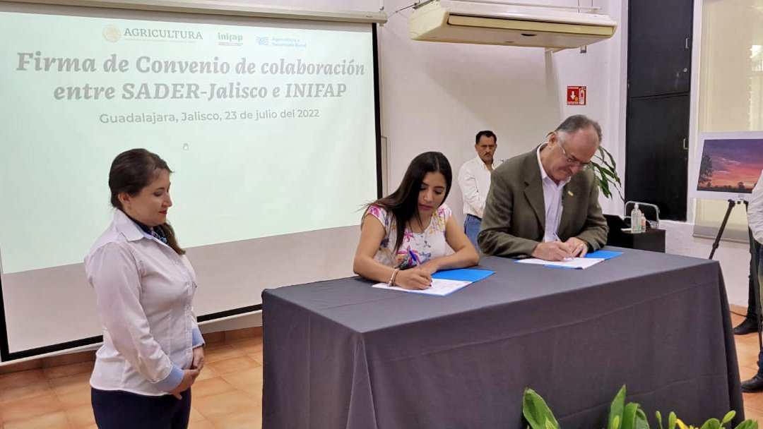 inifap's tweet photo. Durante el evento de Puertas Abiertas del #CIRPAC, el #INIFAP y @SaderJal firmaron un convenio de colaboración 🤝 para establecer las bases de futuros proyectos de investigación científica en materia agropecuaria y forestal en beneficio del estado de #Jalisco. https://t.co/pELpQWt55o