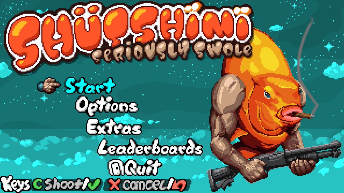 Jaconian's tweet photo. Started #Shutshimi by @NeonDeityGames for #IndieSelect. How to describe...
It's a side-scrolling arcade shooter with randomized levels and randomized power-ups that sometimes carry over to the next level with self-aware writing. https://t.co/kVE7GlJYJT
