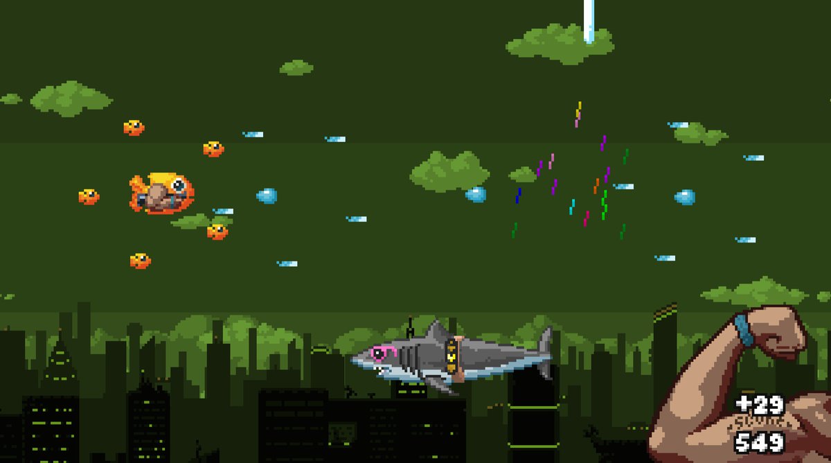 Jaconian's tweet photo. Started #Shutshimi by @NeonDeityGames for #IndieSelect. How to describe...
It's a side-scrolling arcade shooter with randomized levels and randomized power-ups that sometimes carry over to the next level with self-aware writing. https://t.co/kVE7GlJYJT