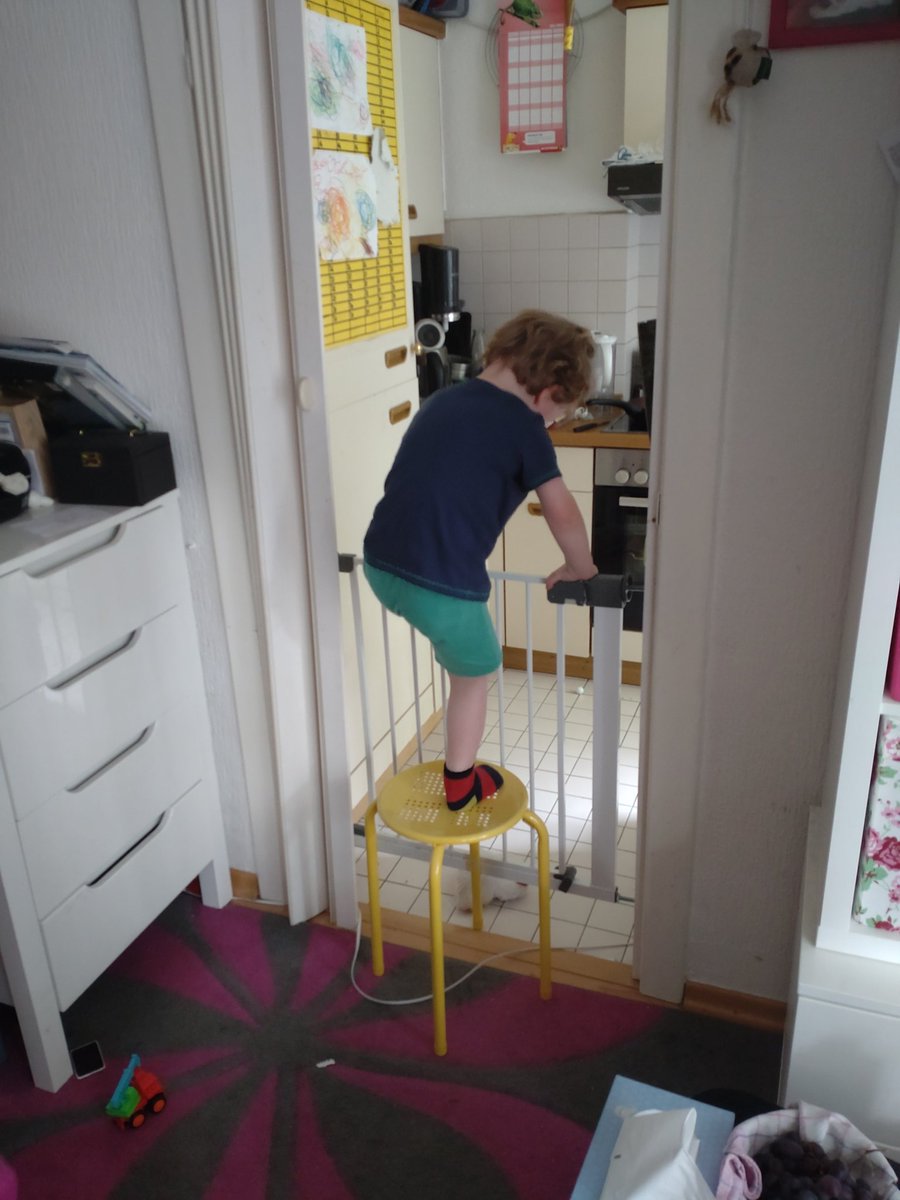 mavonlilcaptain's tweet photo. Der Hocker stand auf der anderen Seite. Mit einem heftigen Wutanfall hat das Kind erst den Tritt vom Hocker gepflückt und ins Wohnzimmer gepfeffert um dann den Hocker übers Gitter zu holen... #Kinder #wutanfall #kreativ #plietsch https://t.co/PthIf0ZDlu