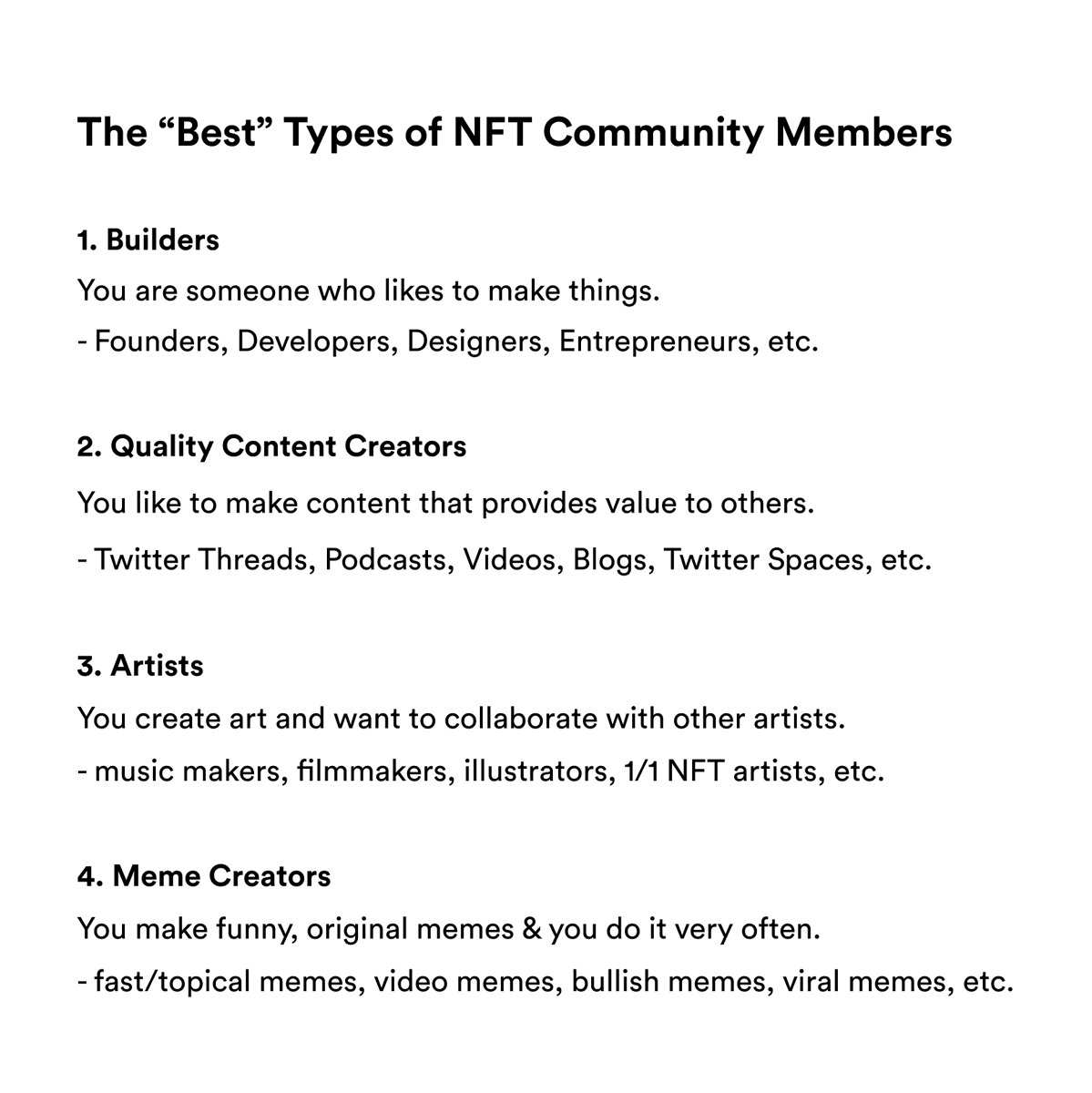 frankdegods's tweet photo. The @DuppiesNFT Scholarship application will not be a charity.

The goal is to create the most valuable &amp; desirable NFT community on any blockchain.

Attached below, I've shared a list of what we think
"MVP Community Members" are.

Are we missing anything? Please give feedback. https://t.co/1rCs16NXGV