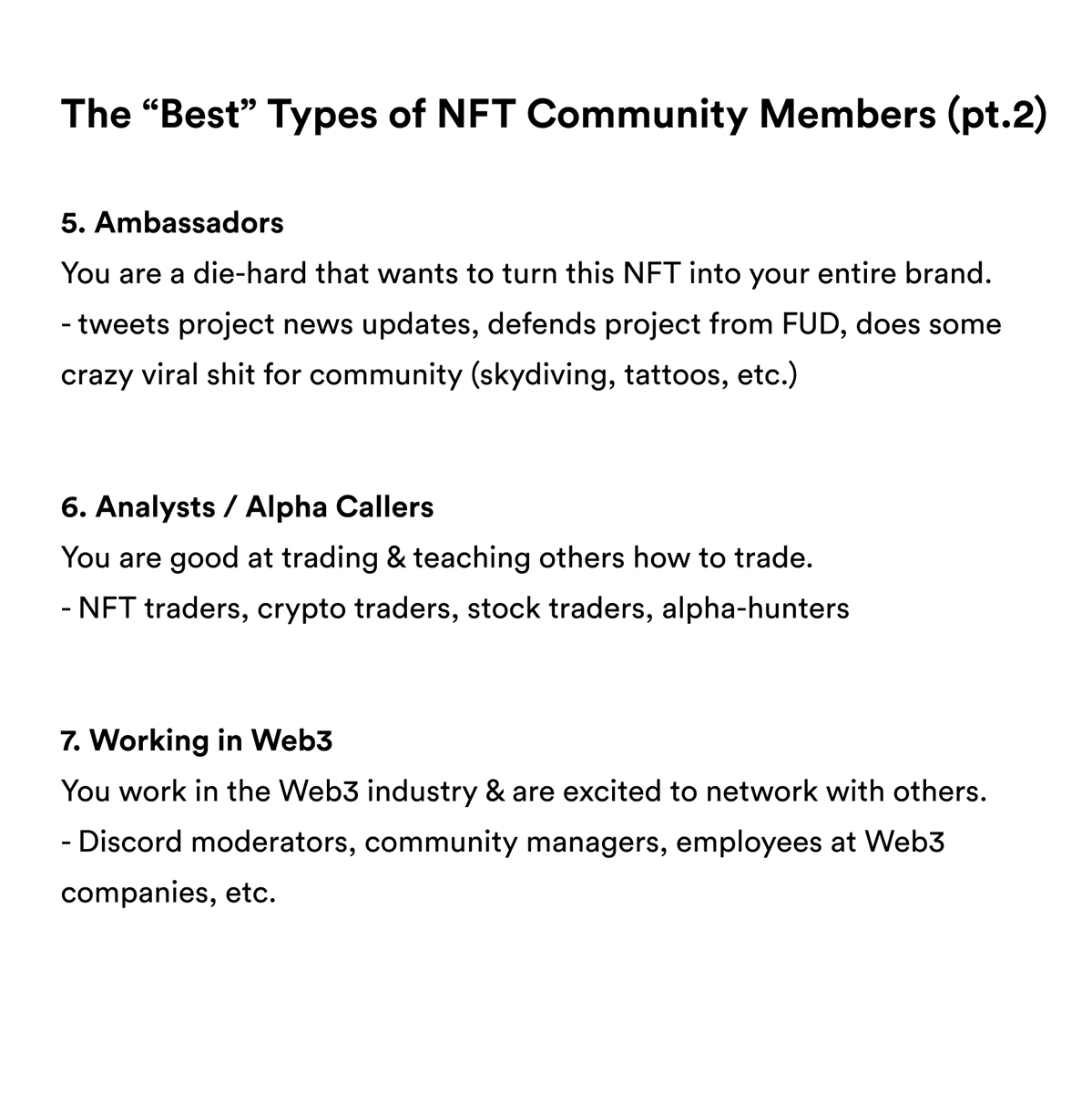 frankdegods's tweet photo. The @DuppiesNFT Scholarship application will not be a charity.

The goal is to create the most valuable &amp; desirable NFT community on any blockchain.

Attached below, I've shared a list of what we think
"MVP Community Members" are.

Are we missing anything? Please give feedback. https://t.co/1rCs16NXGV