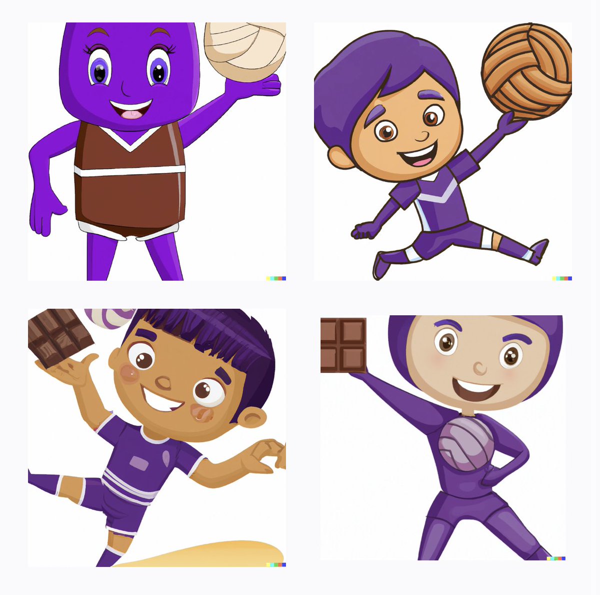 PinoyAI's tweet photo. Choco Mucho volleyball mascot, charot! https://t.co/vNmNhhaLNv