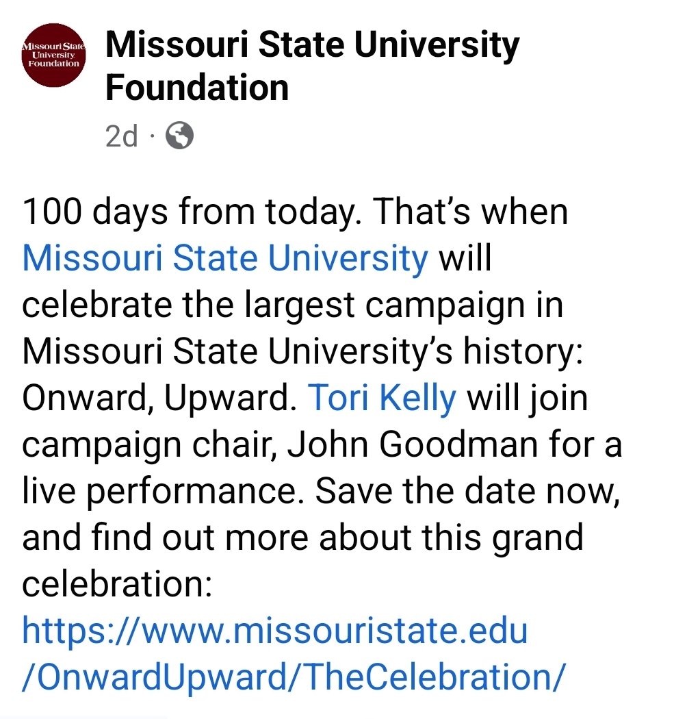 100 days until Homecoming and the Onward, Upward Campaign!!