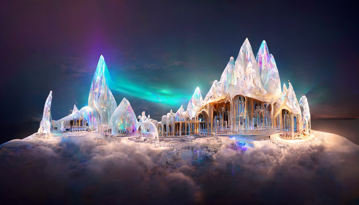 CodeAndDot's tweet image. Fairytale frozen castle, 3D render #aiart #AiArtwork #MidjourneyAI #midjourney #discodiffusion #nftarti̇st #NFTartwork