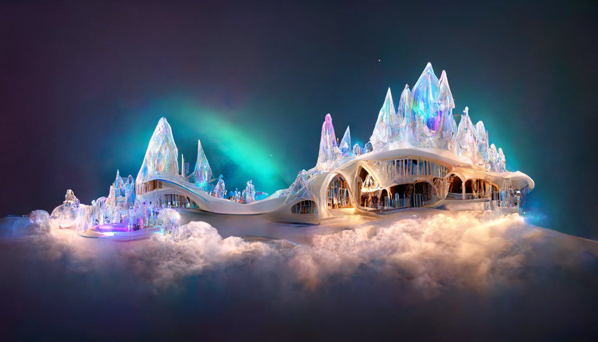 CodeAndDot's tweet image. Fairytale frozen castle, 3D render #aiart #AiArtwork #MidjourneyAI #midjourney #discodiffusion #nftarti̇st #NFTartwork