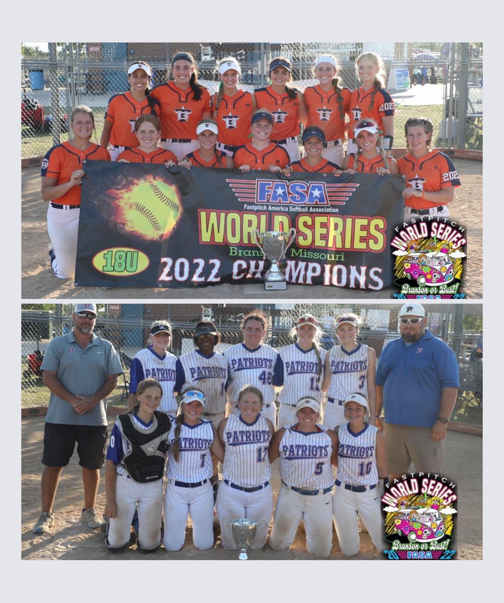 🏆⭐️💫Congratulations go out to The 2022 FASA 18U World Series Champions 🥇Top Gun Gold Bezzole and Finalists 🥈OK Patriots! Great job!!👏🎉🥎