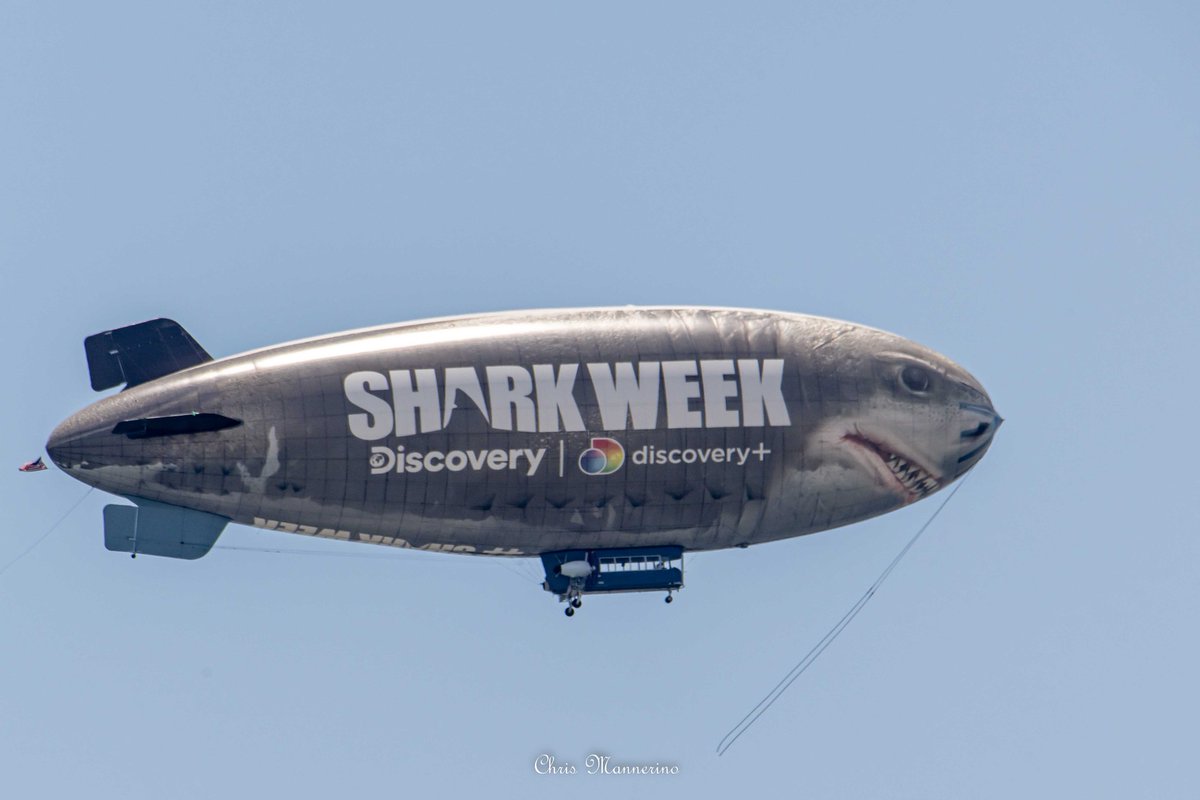 IslanderCrew's tweet photo. Shark Week blimp is over San Diego! Starting 7/24/22, there are 2 new primetime shows &amp; 5 shows airing during the daytime hours in re-runs that were filmed with us, the 'Islander' &amp; crew. Watch on Discovery &amp; Discovery+. Thanks Chris Mannerino for these great shots. #westshark https://t.co/3pAJNfDu1D