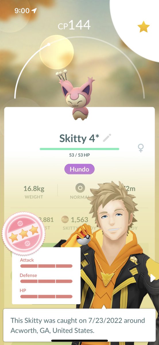 milieva13's tweet photo. My newest #hundo just showed up at the house! Home spawns are the best!! #wildcatch #PokemonGO #catchthemall https://t.co/dwT8pQbgoy