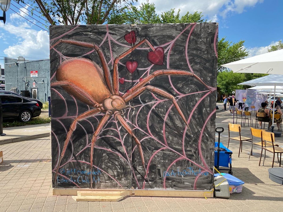 ArtChalk's tweet photo. Chalk it Up today on 118 Ave, here is my spider https://t.co/rf4cZAcTVg