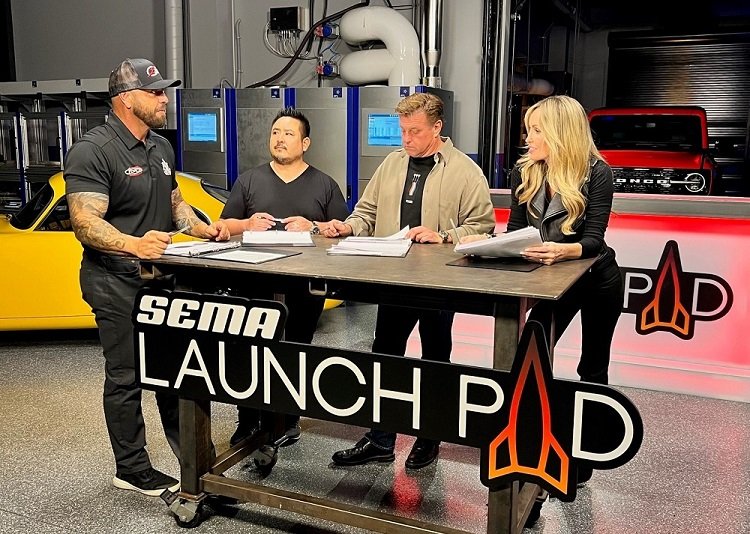 VenomAire ranks top 15!
 2022 SEMA Launch Pad!
From left, Jared Hare, Myles Kovacs, Chip Foose, and Alex Parker recently listened to product pitches from the 15 semifinalists in this year's SEMA Launch Pad competition at the SEMA Garage. pic.x.com/fj4f9pmixA