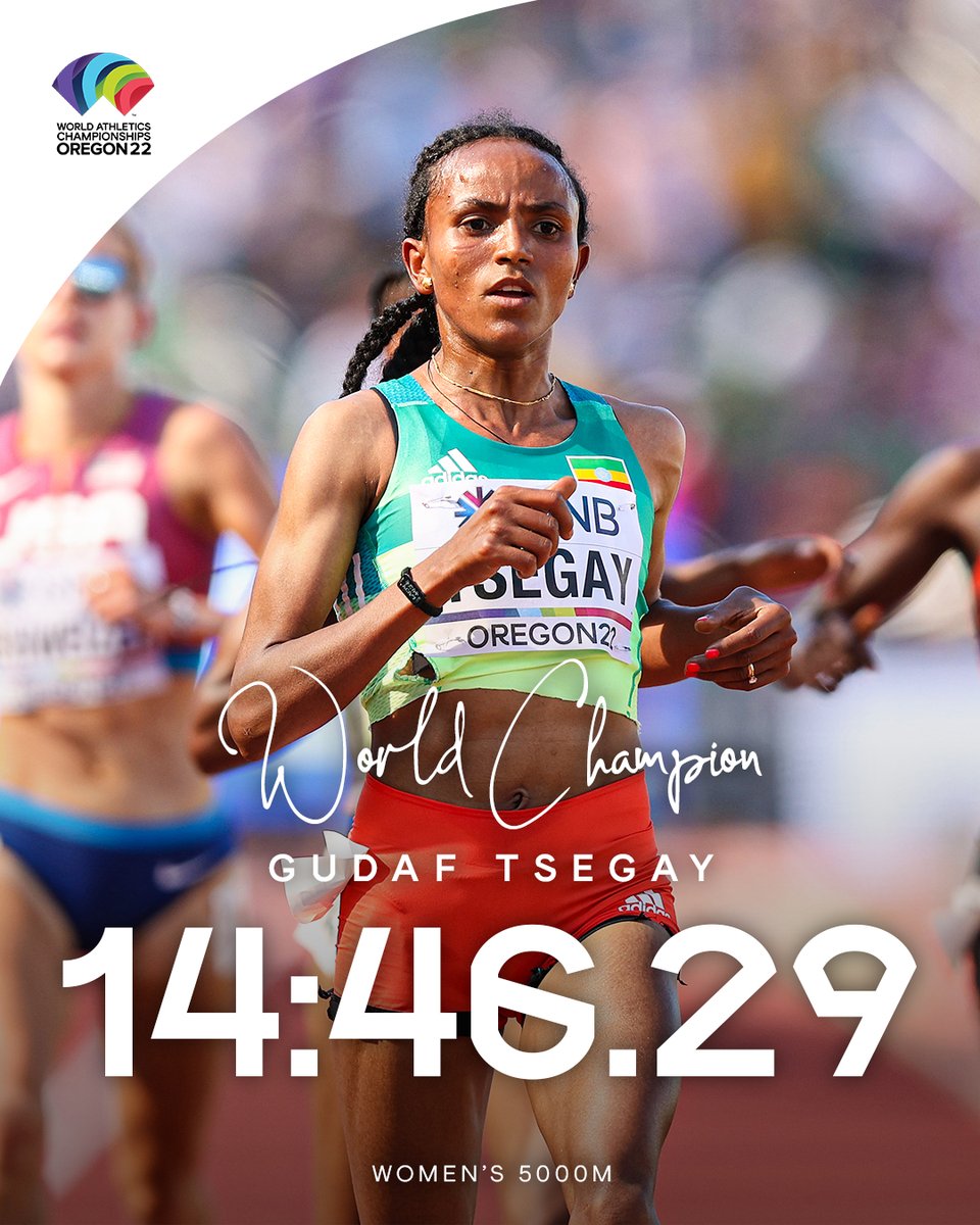 📢 At the 18th Oregon #WorldAthleticsChamps 
Athlete Gudaf Tsegay (#Tigrayan) won a gold medal in the women's 5000m meters race She is a symbol of strength and perseverance of #TigrayanWomen
#TigrayShallPrevail
@ProfKindeya @reda_getachew
@getish_desta