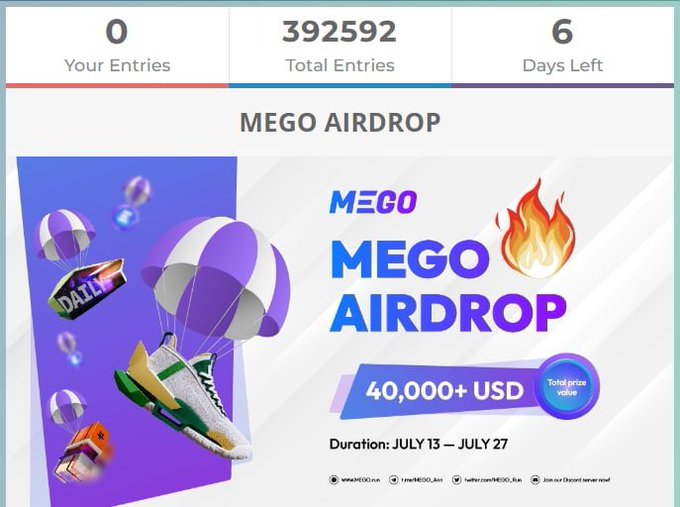 AirdropsNotify's tweet photo. 🪂#Airdrop: MEGO (ENDO)
💰Reward: $25,000 worth of ENDO  for 3,000 Random &amp; Top 350

🔗Gleam contest : https://t.co/MvwBugIwPO
                                   
🔸Join Telegram Group | Channel 
🔸Follow on Twitter and retweet the pinned post 
🔸Submit Your BSC wallet Address https://t.co/1CMqq2M6sX