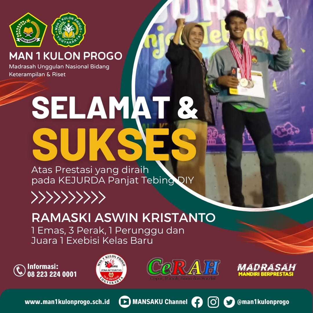 man1kp's tweet photo. Prestasi siswa:
Selamat atas prestasinya Ramaski Aswin Kristanto pada KEJURDA Panjat Tebing DIY https://t.co/XMF6s5MerV