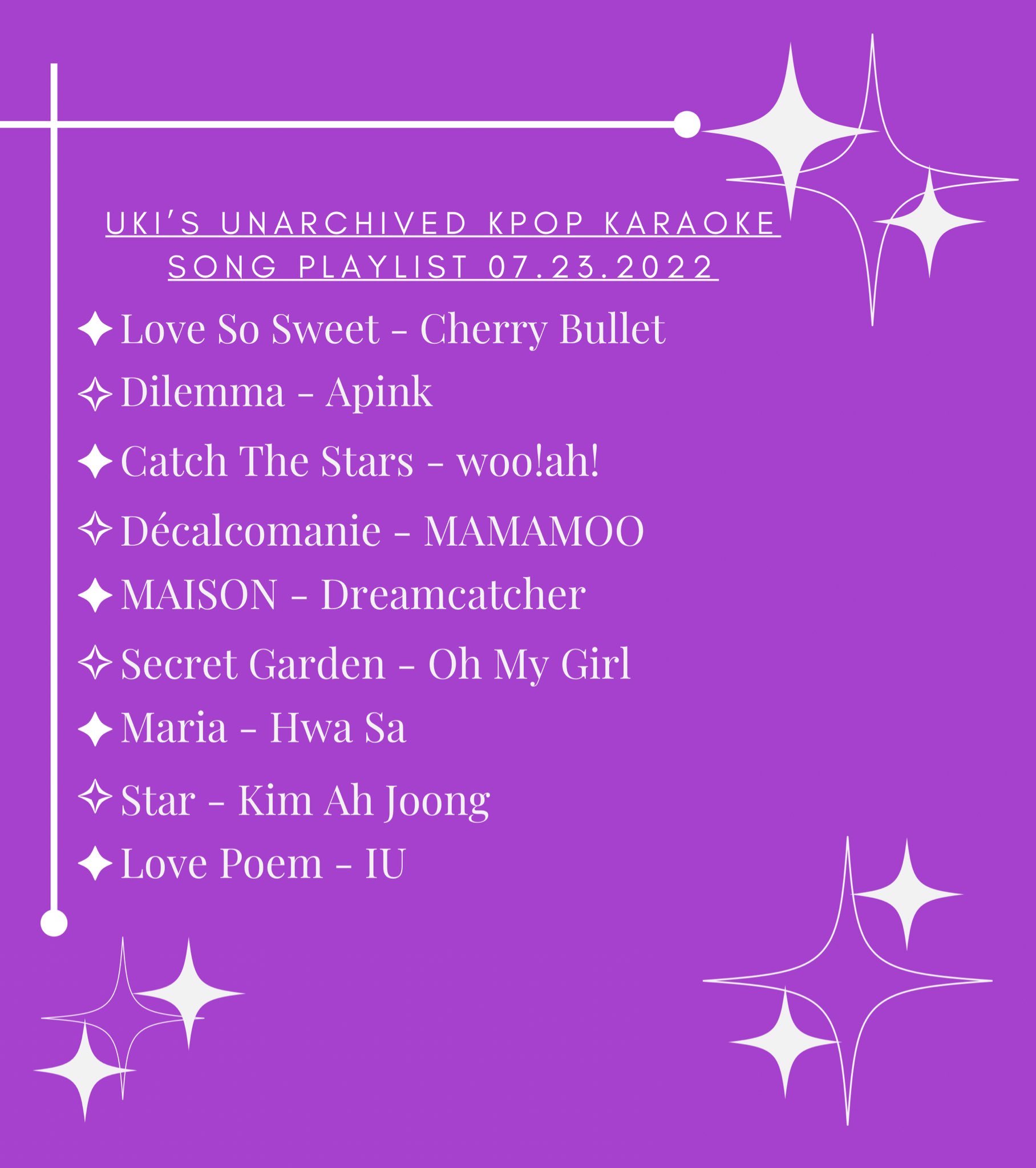 uki clips🔮 on Twitter "🎶Uki’s Unarchived Kpop Karaoke setlist from 07.