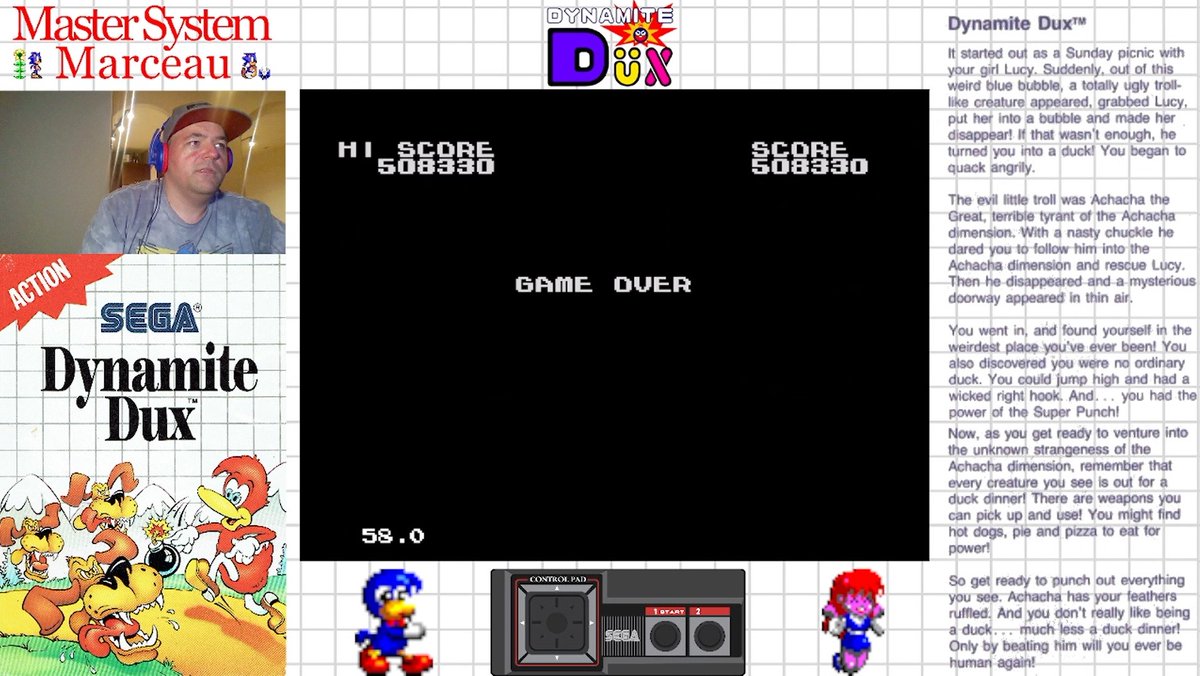 SMS_8bit's tweet image. @SMS_8bit @ian8bit Here&apos;s my first attempt at #DynamiteDux for the #MasterSystemChallenge: 508,330. Awesome game!