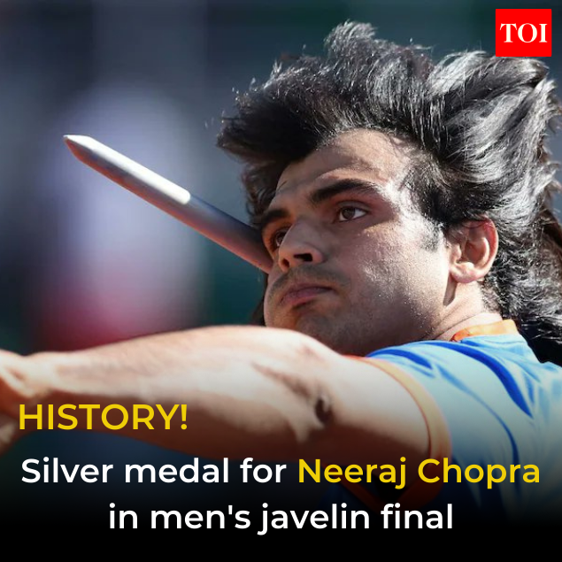 timesofindia's tweet photo. #BREAKING

Historic World Championship Medal for India! 🥈

@Neeraj_chopra1 wins Silver Medal in men's Javelin Throw final of the #WorldAthleticsChamps with a throw of 88.13m 

#NeerajChopra #Athletics #Javelin #WCHOregon2022 #WCHOregon22 

👉https://t.co/rI8nxnxvTp https://t.co/YlROJSourv