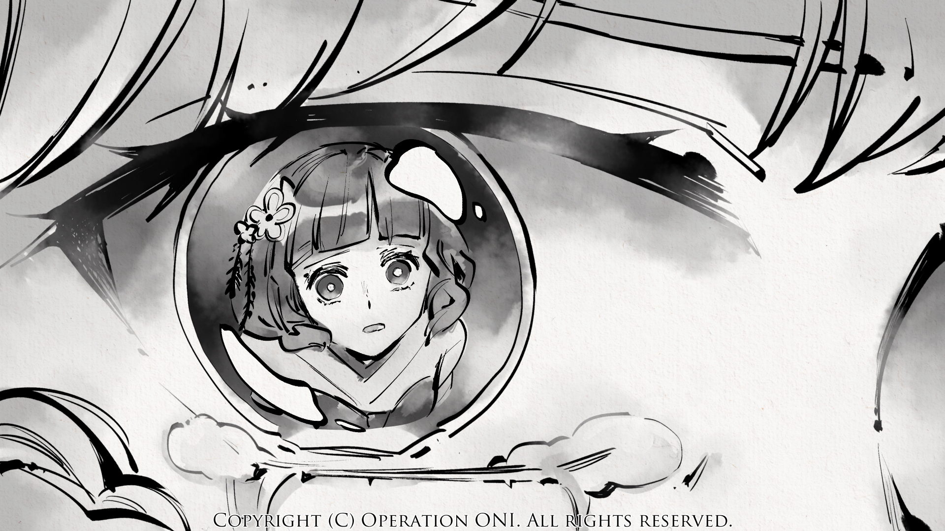 Operation Oni Creating Sumi E Anime 水墨画アニメ制作中 Unspoken Secret 語られることのない秘密 Drawn For Our Sumi E Anime In Production 制作中の水墨画アニメの原画です Characters By Mino Kihashi Koppapen Works Traditional Sumi