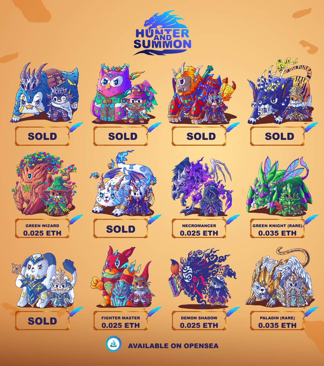 COLLECTION 
HUNTER AND SUMMON
50pcs 
DROP 12/50
SOLD 6/12

NEW! DROP
PALADIN WHITE LION (RARE) NO.12

AVAILABLE ON
opensea.io/collection/hun…

#Ethereum #nftcollector #NFTCommunity #NFTdrops #OpenSeaNFT #NFTartist #NFTs