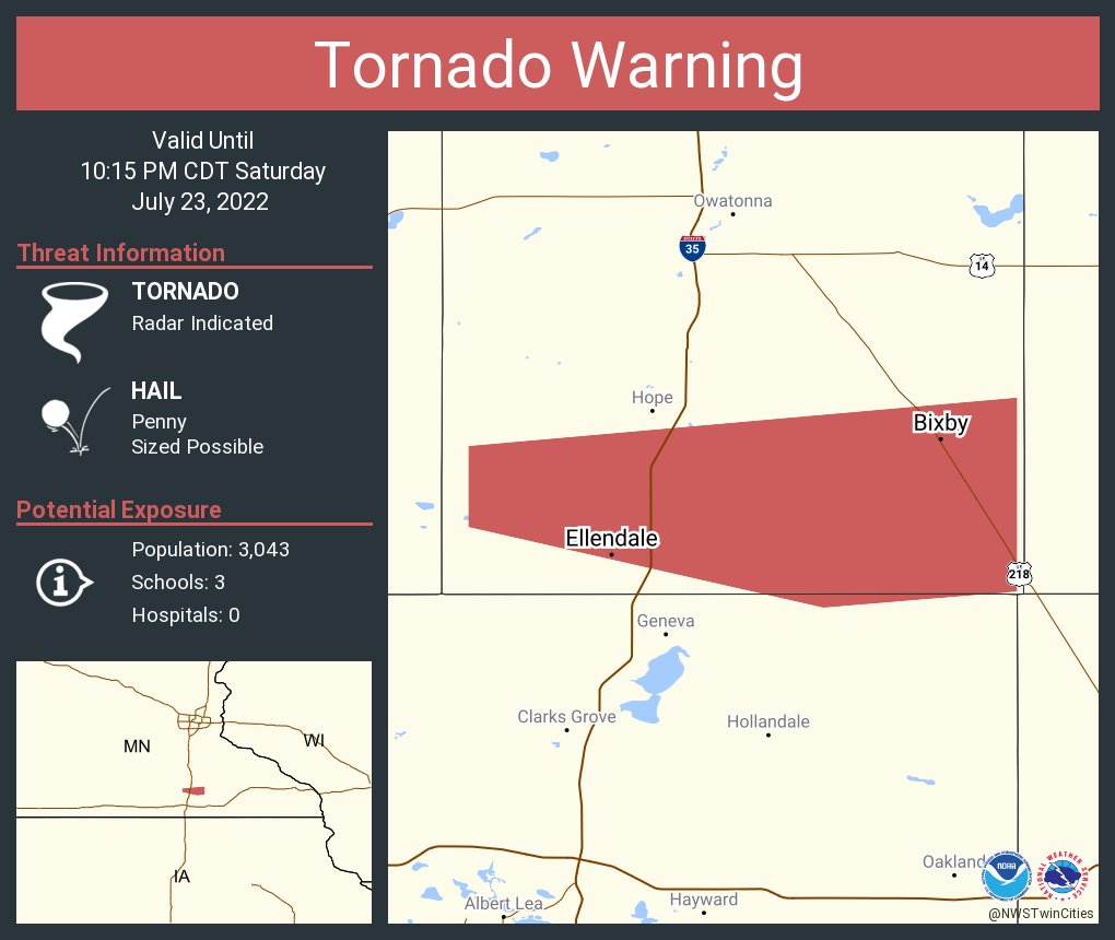 NWS Tornado on Twitter "Tornado Warning including Blooming Prairie MN