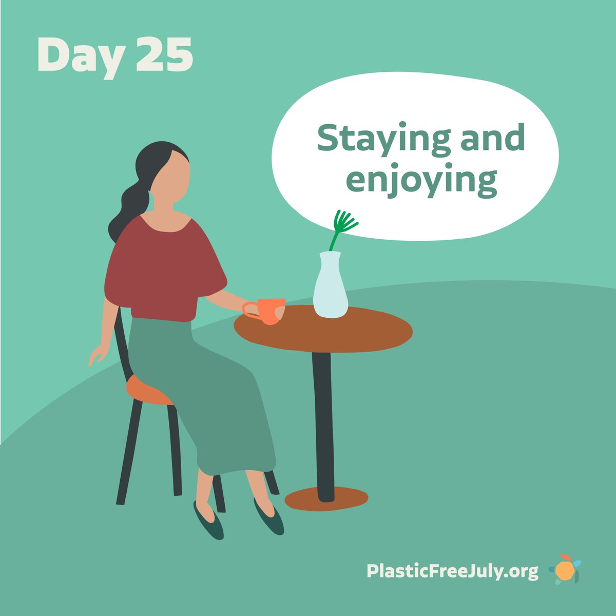 Day 25! Many people are choosing to simply sit down to enjoy a coffee or other hot beverage at the cafe or standing up for a morning espresso Italian-style. #UpCup #PlasticFreeJuly Discover more: plasticfreejuly.org/campaigns/choo…